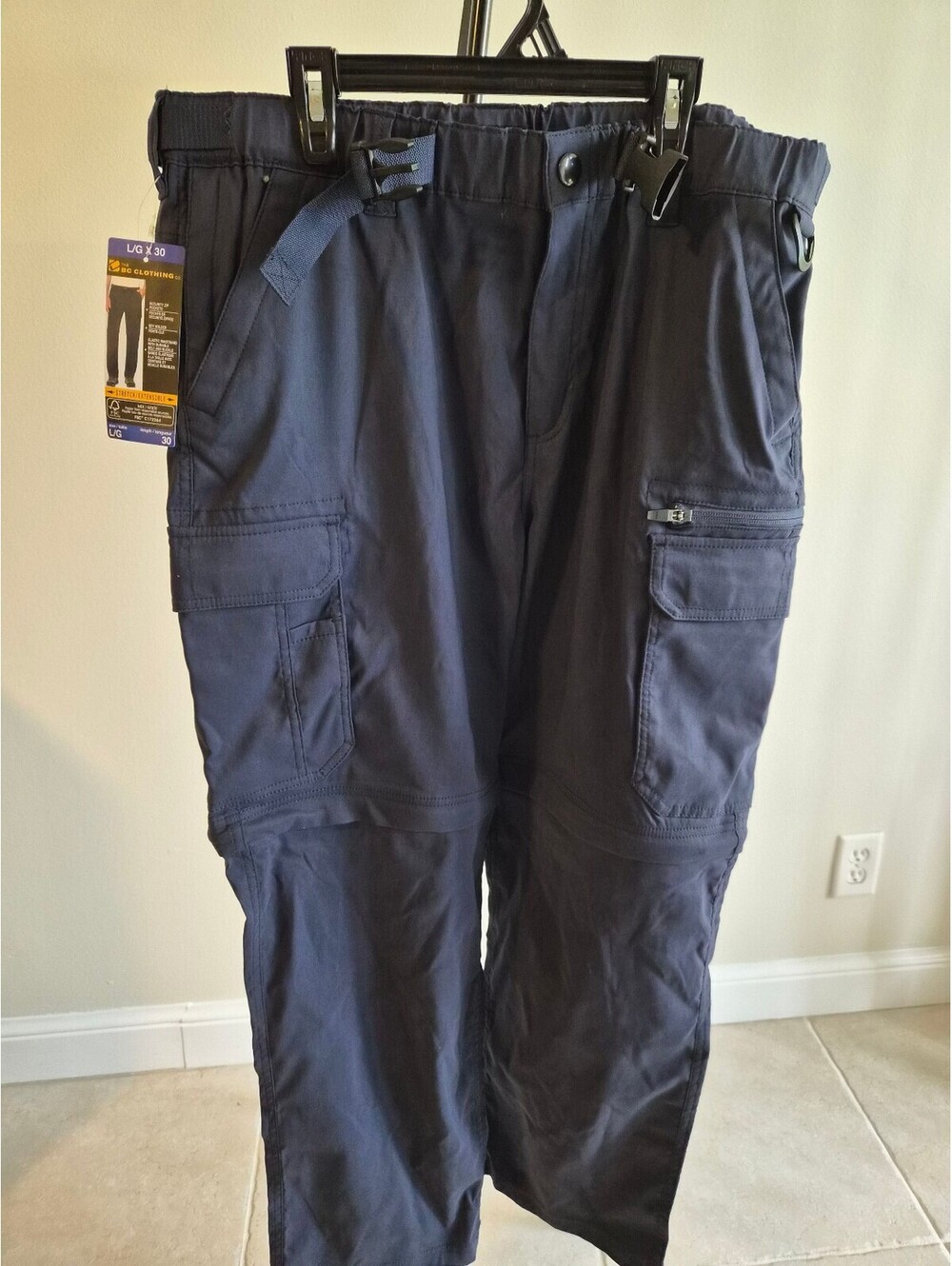 BC Clothing Men's Navy Blue Cargo Pants Size Large 30 Waist 0094